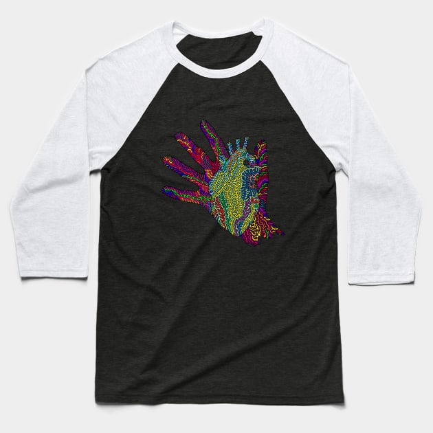 Heart in Hand Baseball T-Shirt by NightserFineArts